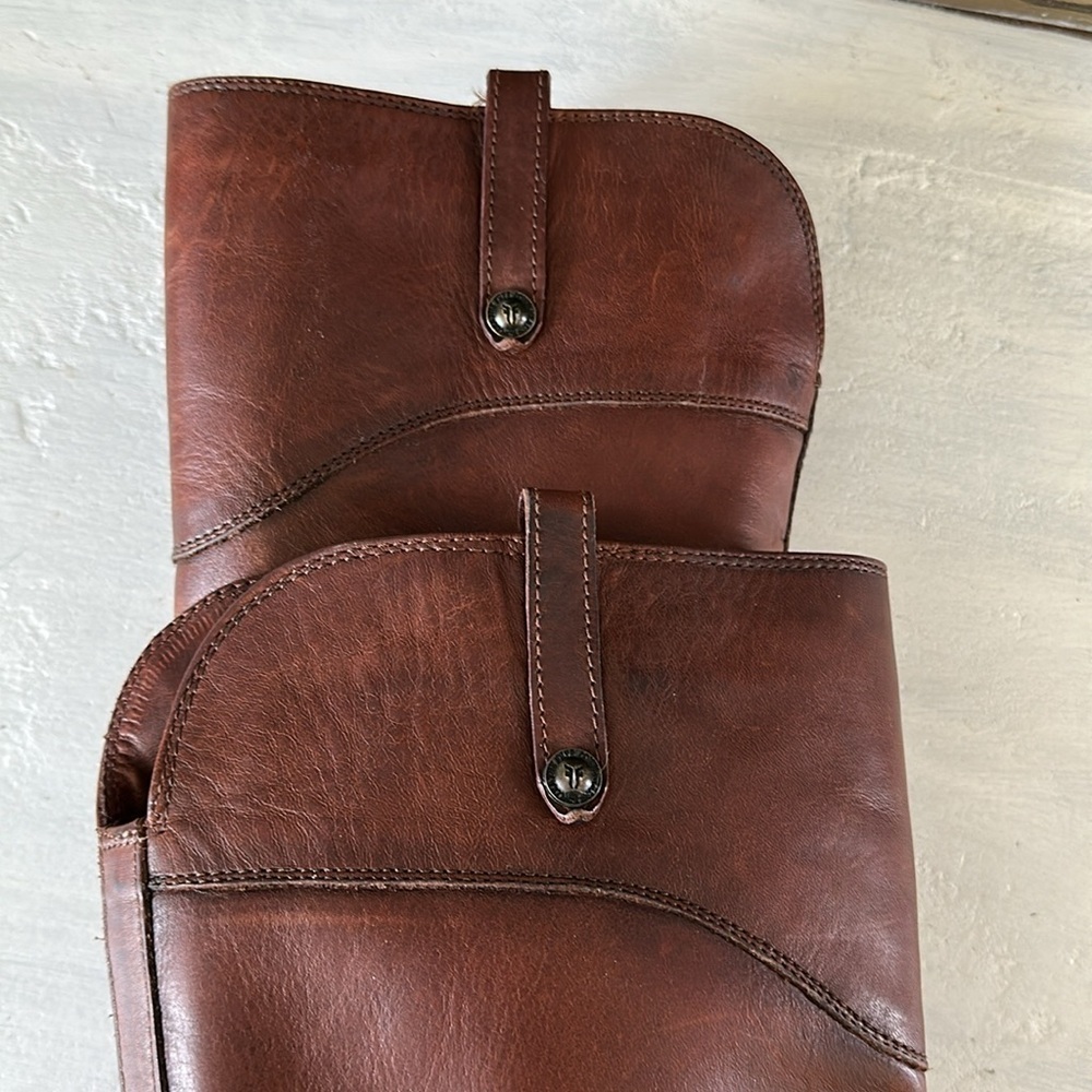 Frye 4001 Buttery Soft Leather Round Toe Tall Riding Boots 8.5 Inside Zipper - Picture 13 of 16